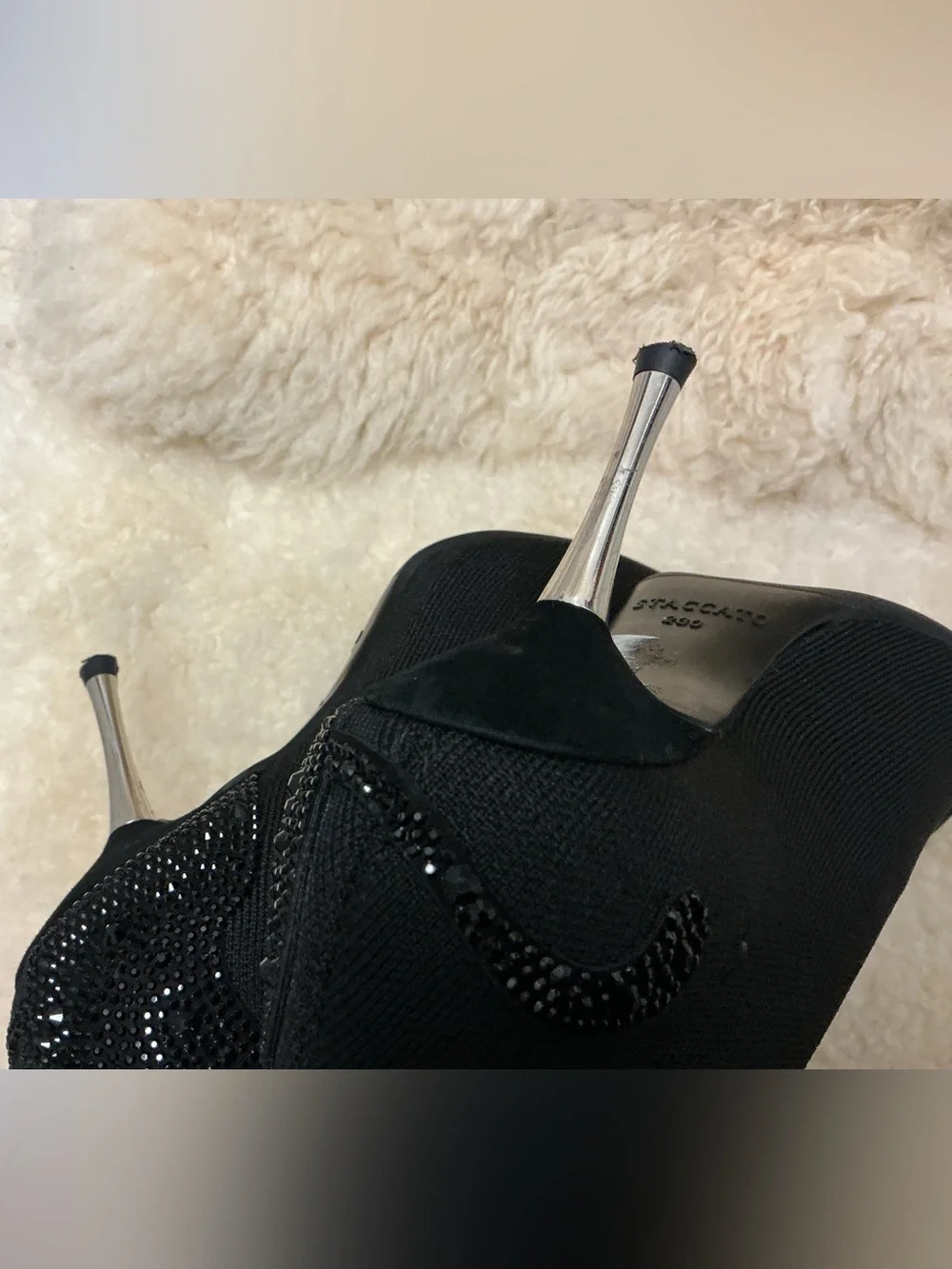 Staccato Women's Black Pointed Sock Ankle Boots